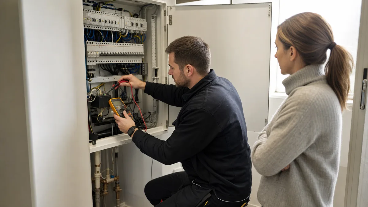 Installatör jämför dörrklockans transformator med ringledning och generisk kameradörrklocka
