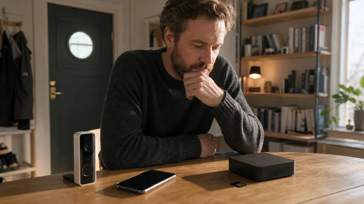 Fjärråtkomst i mobilen jämförs med minneskort och lokal inspelare i hemmet