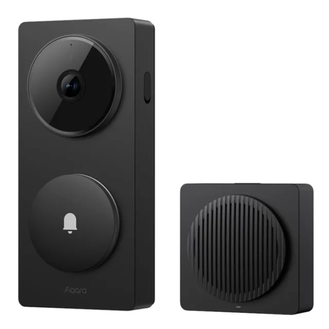 Svart Aqara G410 videodörrklocka med inomhushubb