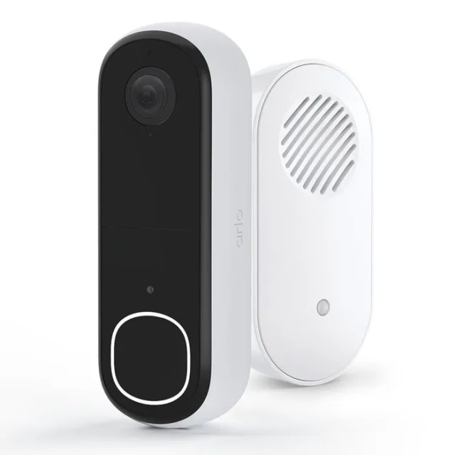 Arlo Essential 2K videodörrklocka med vit Chime 2